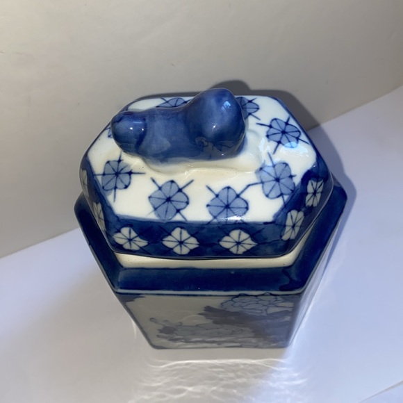 Vintage Chinese Blue & White Porcelain Tea Caddy - JAR - Urn - Canister - Picture 4 of 12